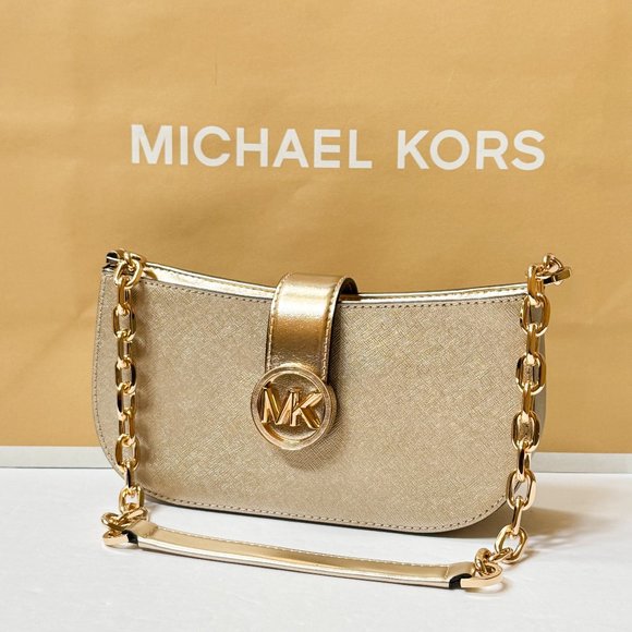 Michael Kors Small Shoulder Chain Bag Pale Gold - Picture 4 of 12